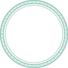 Vintage round frame botanic garden retro abstract pattern border