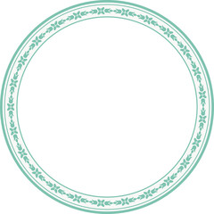 Vintage round frame botanic garden retro abstract pattern border