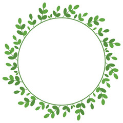 Simple floral frame. Round border. Design element for greeting card, wedding, birthday invitation, easter design. Vector illustration.