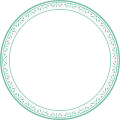 Vintage round frame botanic garden retro abstract pattern border