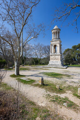 Fototapeta na wymiar Mausoleum of Glanum, Glanum archaeological site near Saint-Remy-de-Provence, Provence, France