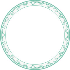 Vintage round frame botanic garden retro abstract pattern border