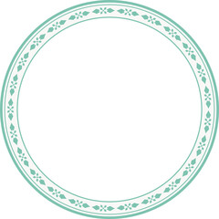 Vintage round frame botanic garden retro abstract pattern border