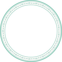 Vintage round frame botanic garden retro abstract pattern border