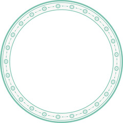 Vintage round frame botanic garden retro abstract pattern border