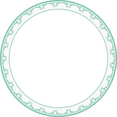 Vintage round frame botanic garden retro abstract pattern border