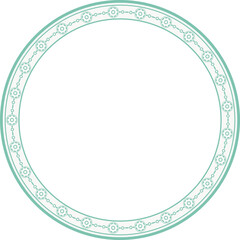 Vintage round frame botanic garden retro abstract pattern border