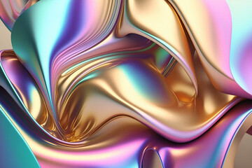 Abstract fluid holographic background. Gradient design. For banners, backgrounds, advertisement, wallpapers, posters, cover. 3D. Generative AI.