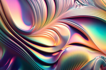 Abstract fluid holographic background. Gradient design. For banners, backgrounds, advertisement, wallpapers, posters, cover. 3D. Generative AI.