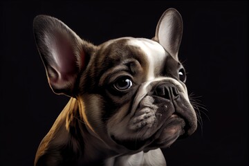 French Bulldog Puppy. Portrait Of A French Bulldog Dog. Dog Portrait. Generative AI