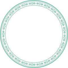 Vintage round frame botanic garden retro abstract pattern border