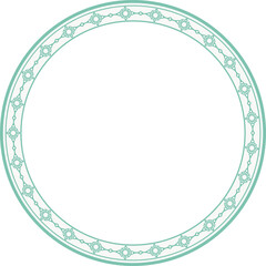Vintage round frame botanic garden retro abstract pattern border
