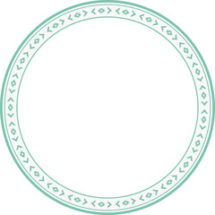 Vintage round frame botanic garden retro abstract pattern border