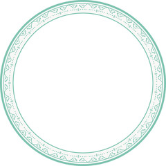 Vintage round frame botanic garden retro abstract pattern border