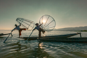 The fishermen of the Lake Inle in Myanmar
