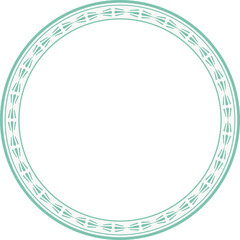 Vintage round frame botanic garden retro abstract pattern border