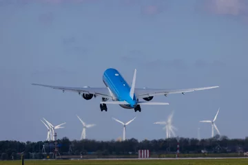 Papier Peint photo Amsterdam Passenger plane taking off from the runway, Schiphol, Amsterdam, The Netherlands