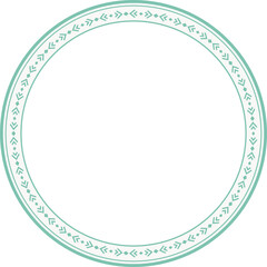 Vintage round frame botanic garden retro abstract pattern border