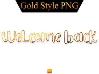 Welcome Back Text in Gold Calligraphy Transparent PNG Out Line Text