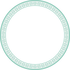 Vintage round frame botanic garden retro abstract pattern border