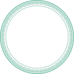 Vintage round frame botanic garden retro abstract pattern border