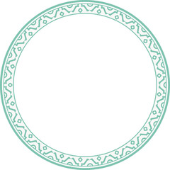 Vintage round frame botanic garden retro abstract pattern border