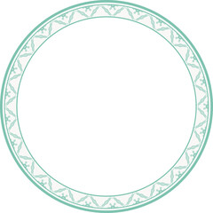Vintage round frame botanic garden retro abstract pattern border