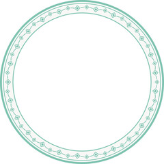 Vintage round frame botanic garden retro abstract pattern border