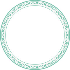 Vintage round frame botanic garden retro abstract pattern border