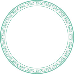 Vintage round frame botanic garden retro abstract pattern border