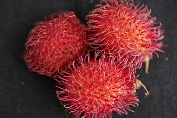 The rambutan taxonomic name: Nephelium lappaceum) is a medium-sized tropical tree in the family Sapindaceae. Amazonas - Brazil.