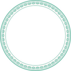 Vintage round frame botanic garden retro abstract pattern border