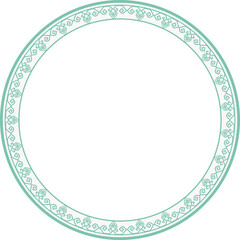 Vintage round frame botanic garden retro abstract pattern border