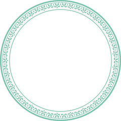 Vintage round frame botanic garden retro abstract pattern border