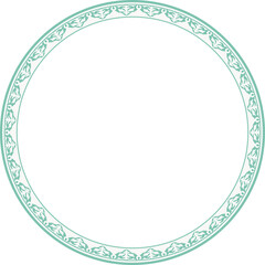 Vintage round frame botanic garden retro abstract pattern border