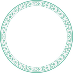 Vintage round frame botanic garden retro abstract pattern border