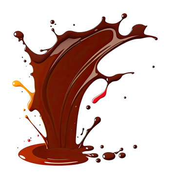 Splash of Brownish Hot Coffee or Chocolate Isolated on White Background
