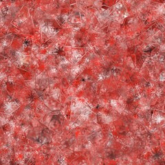 Red, black and white snowflackes with pieces of glass. Seamless background