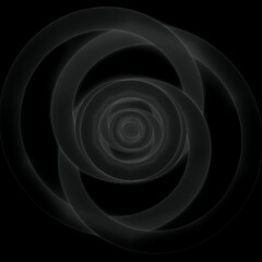 Concentric rings, 3d drawing. Black  background. 3d illustration