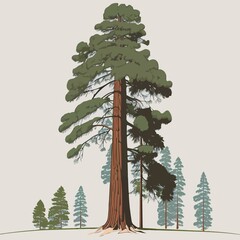 adult giant sequoia tree created with Generative AI technology - obrazy, fototapety, plakaty