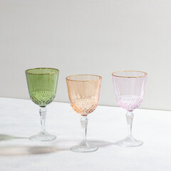 Concept with colored glass goblets