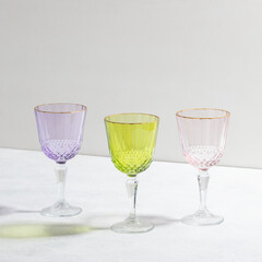 Concept with colored glass goblets