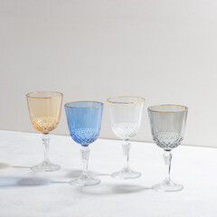 Concept with colored glass goblets