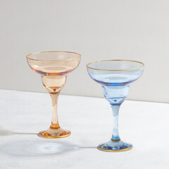 Concept with colored glass goblets