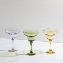 Concept with colored glass goblets