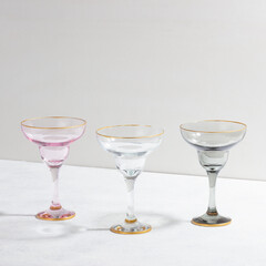 Concept with colored glass goblets