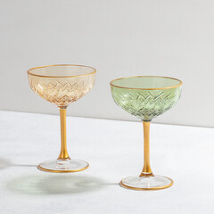 Concept with colored glass goblets