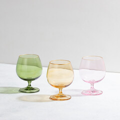 Concept with colored glass goblets