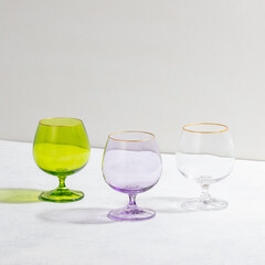 Concept with colored glass goblets