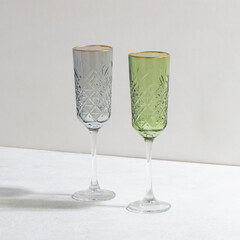Concept with colored glass goblets